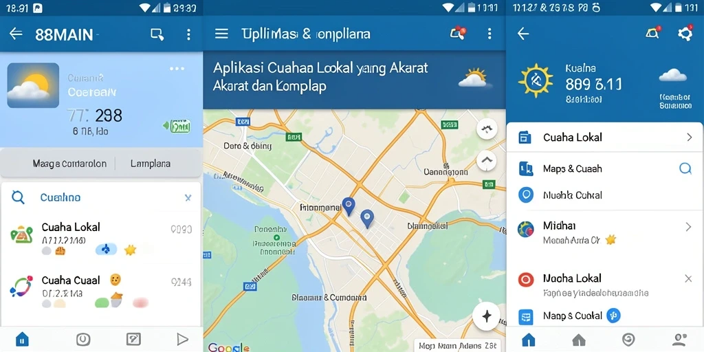Antarmuka aplikasi 88MAIN menampilkan informasi cuaca terkini dan akurat.