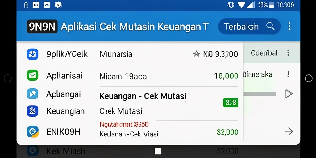 Tampilan antarmuka aplikasi Cek Mutasi 9N9N yang user-friendly.
