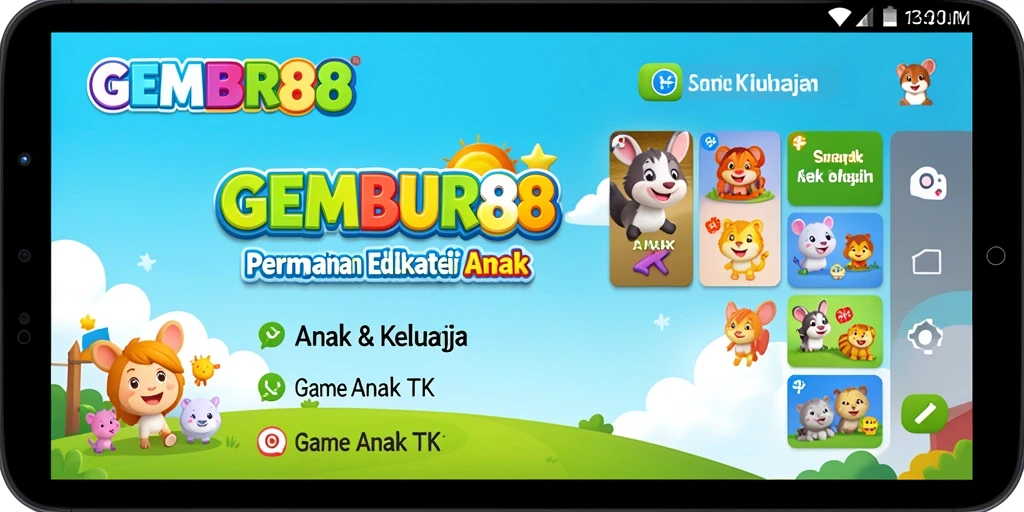 Antarmuka aplikasi GEMBUR88 dengan permainan yang edukatif.