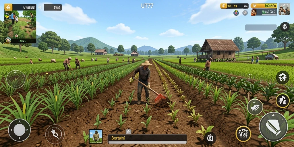 Tampilan antarmuka utama UT77 yang menarik dan intuitif untuk game bertani.